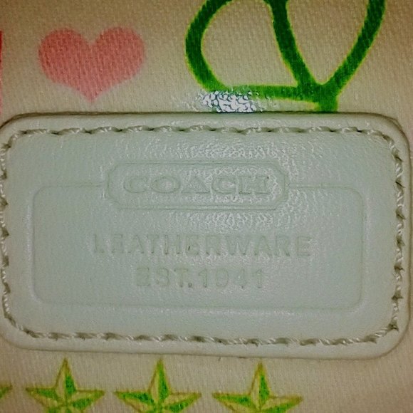 NWT Vintage Coach Purse or Makeup Bag-White with pink/green/blue/orange - Picture 6 of 8